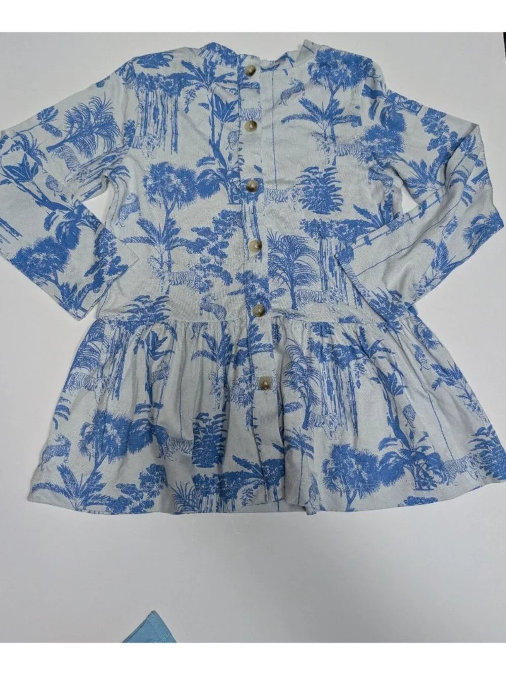 Kate Quinn Bamboo Blue Jungle Print Long Sleeve Top Set 3T Design Sample